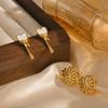 Stainless Steel Stud Earrings Full-gloss White Shell Heart-shaped Liquid Earring for Women Gold Color Chic Simple Jewelry Party