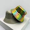 Fisherman Bucket Reflective Visibility High Color Multi Leather PU Faux Women  Men For Neutral Gender Fresh Caps Hats Double Sided Sunshade