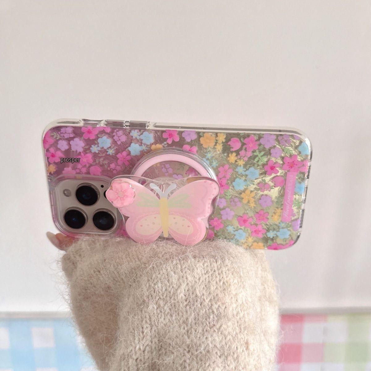 

Korean Butterfly Strawberry Magnetic Phone Holder, Strong Suction, Portable, Female N52.