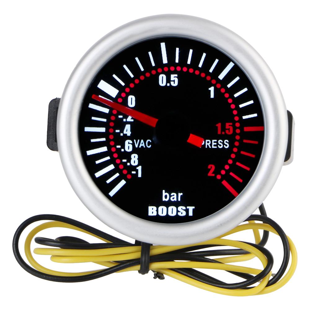 Turbo Pressure Gauge Turbo Boost Meter Universal 2" 52mm White LED Backlight Smoke Lens 12V -1~0~2Bar Car Modification