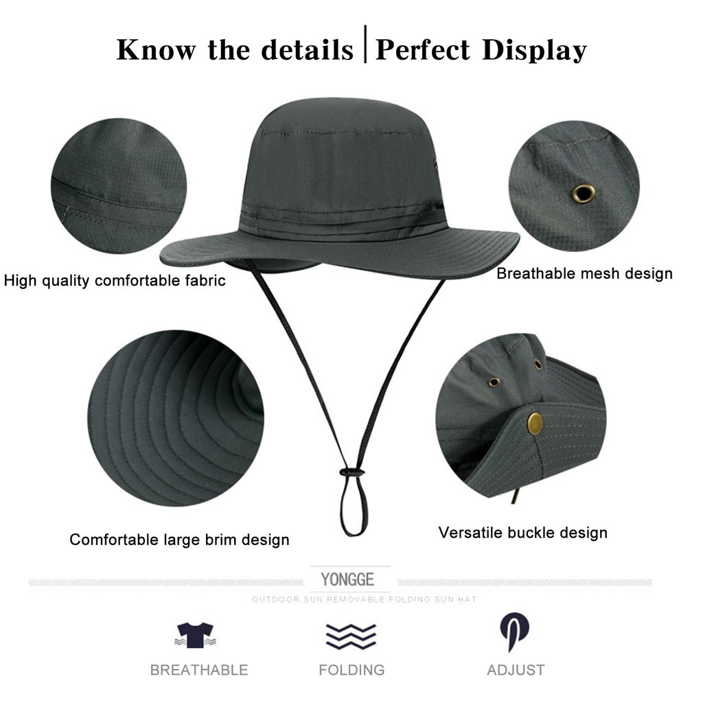 Fishing Hat Men Women Outdoor Summer Sun Protection Bucket Hat Foldable Large