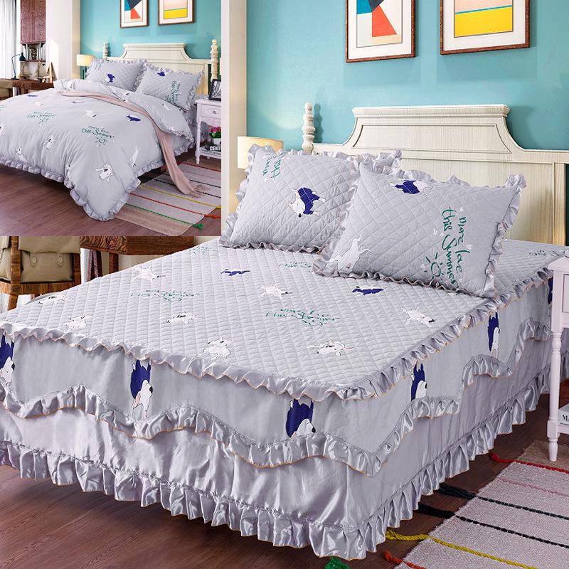 Cotton Bed Skirt Set Of Four Thickened Bedside 1.8 m Bed Cover Single Mattress Non-slip Protection Cover Pillowcase Need Order