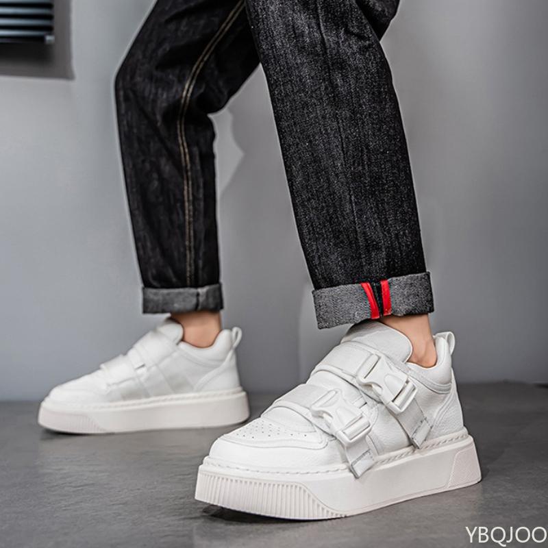 

2025 new thick soled sports trend men s sports shoes niche casual comfortable height increasing lace up men s running shoes 39 білий