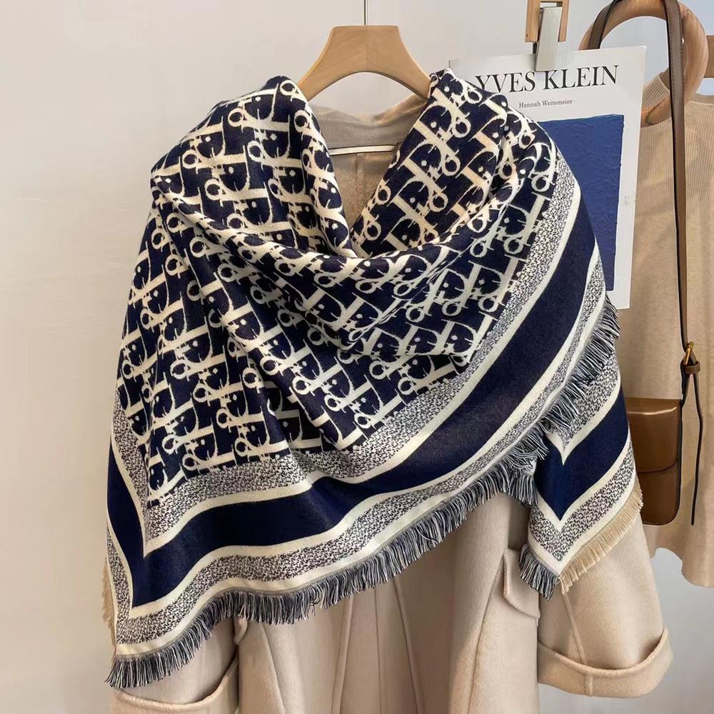 Winter letter D imitation cashmere scarf women's versatile fashion square scarf thickened warm shawl