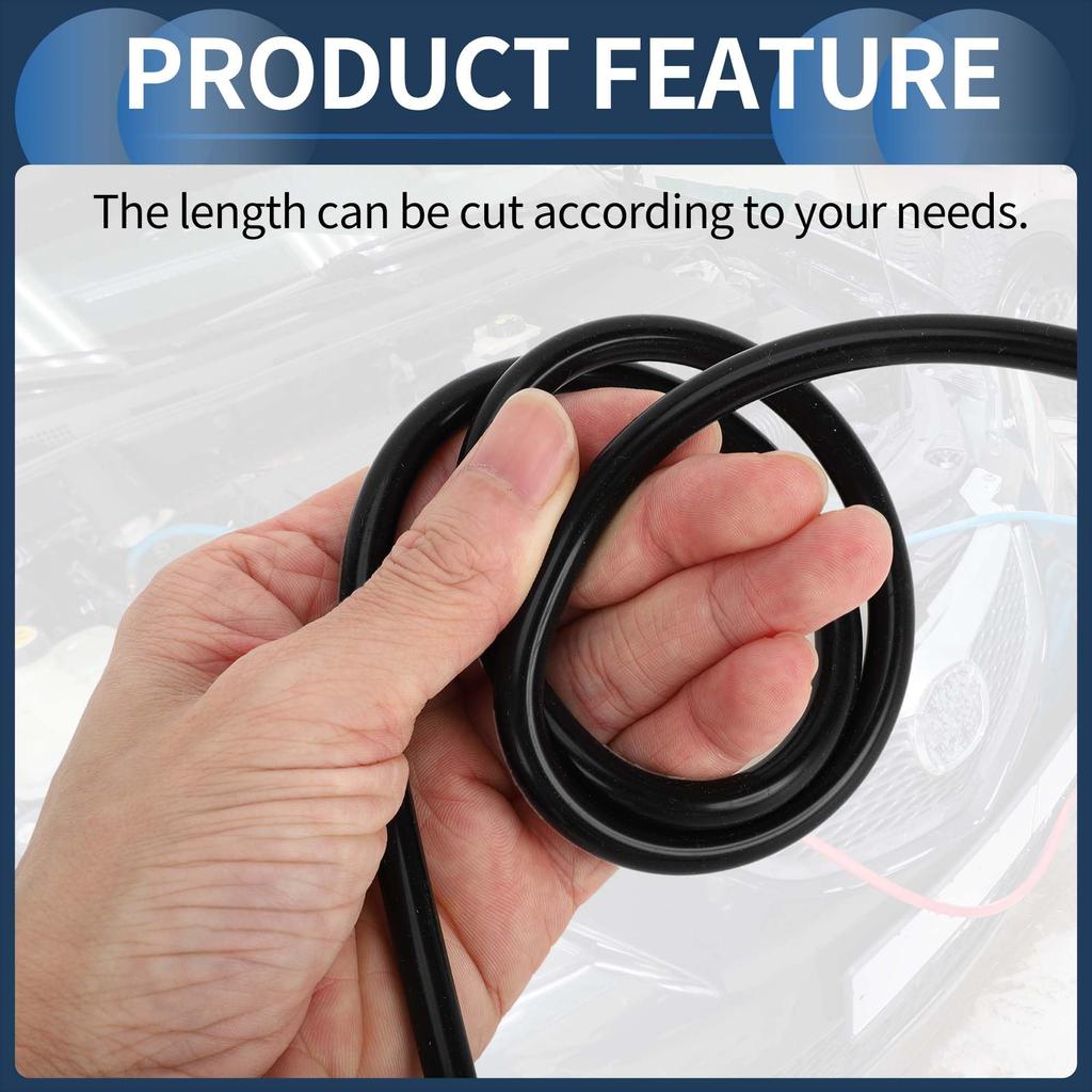 INFINAUTO 6.6FT 1/8" 3-mm ID 2.5mm Thick Car Vacuum Line Silicone Black High Temperature Engine Silicone Vacuum Tube Hose
