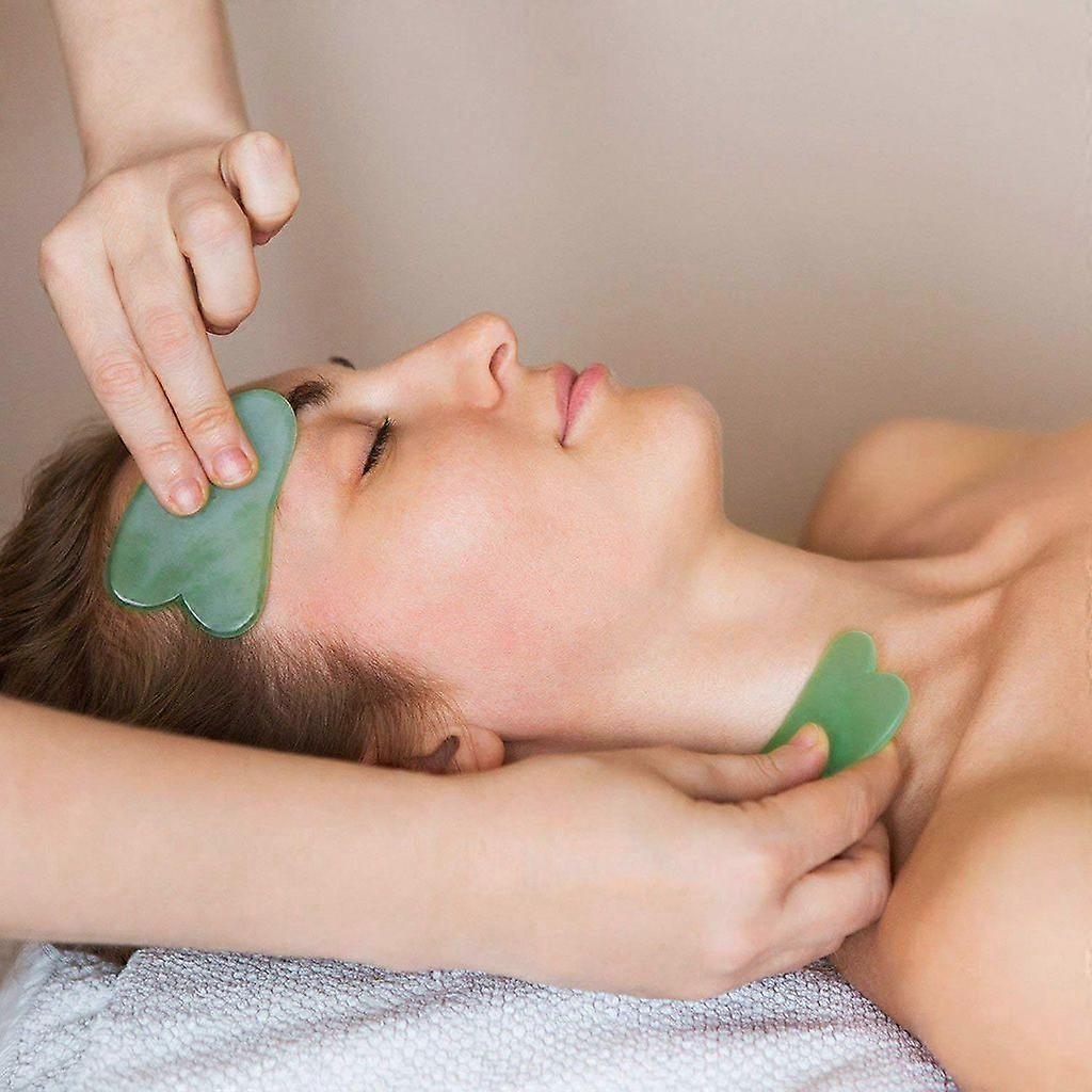 Jade Stein Gua Sha Brett für Gesicht und Körper, Natürliches Jade Gesichtsmassagegerät, Lymphdrainage, Linderung von Muskelverspannungen, Schönheits-Schabwerkzeug