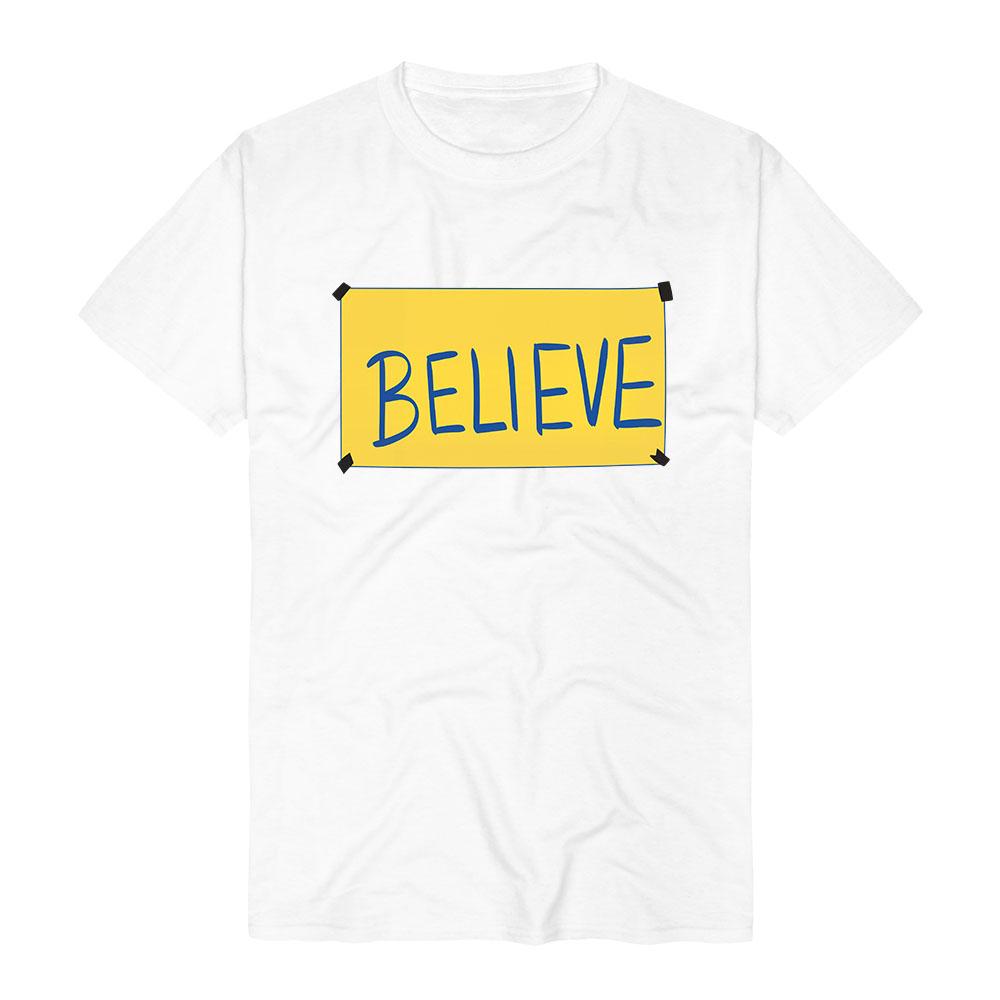 Believe Sign Design Printing T-shirt Short Sleeve Cotton Casual Couple Tees Men Women Basic Streetwear Top Print Crew Neck Shirt