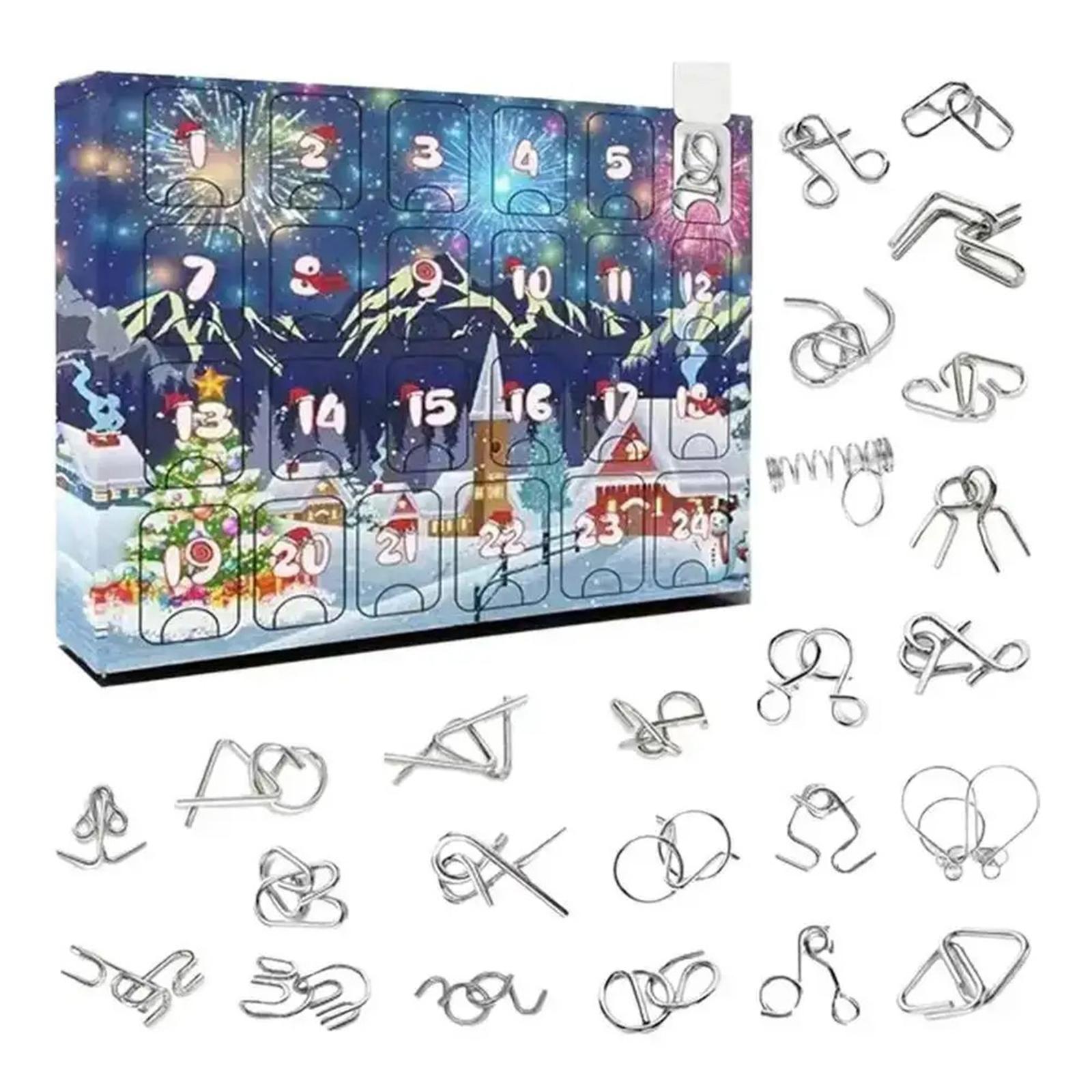 24-Day Brain Teaser Advent Calendar 24 Challenging Puzzles 3D Logic Games for Teens Adults Christmas Countdown Calendar as shwon