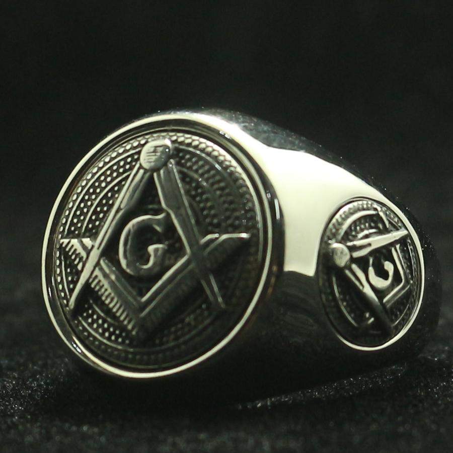 1/316L Stainless Steel Freemasons Ring Cool Newest 3 Logos Personal Design for Men Women