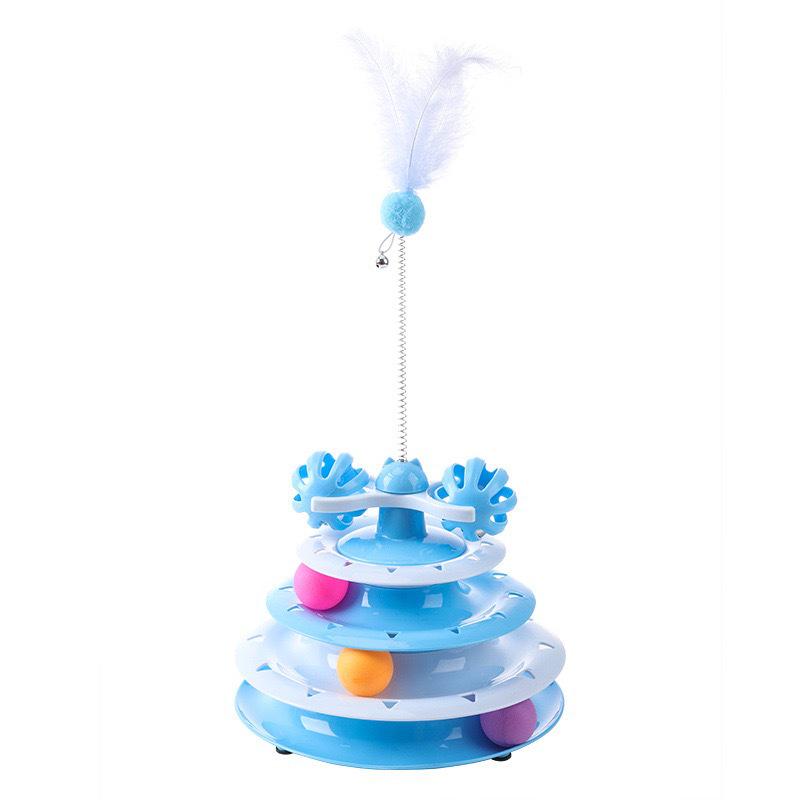 Four-Layer Interactive Cat Toy - Teasing Turntable with Track Ball for Self-Amusement