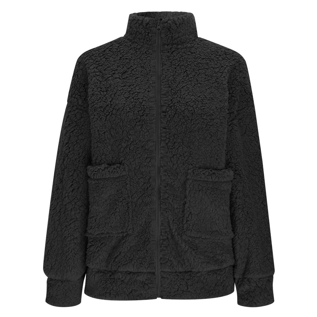 Womens Fleece Jacket Zip Up Jackets Lightweight Plush Coat Casual Outerwear Shaggy Fall Winter Coats