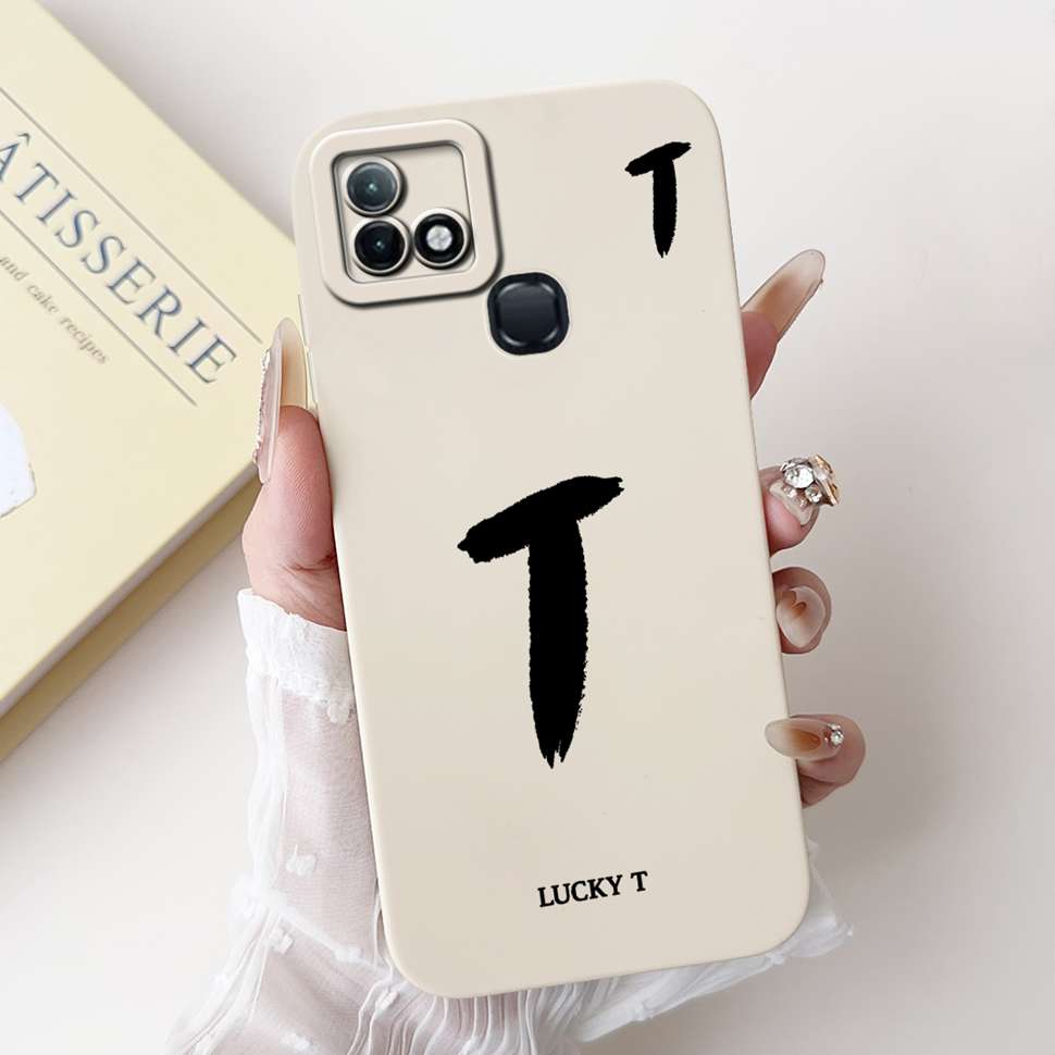 For Infinix Hot 10i X659B Case White Lucky Letters A-Z Soft Silicone Cover For Infinix Hot10I Smart 5 Pro 6.52 " Phone Cases