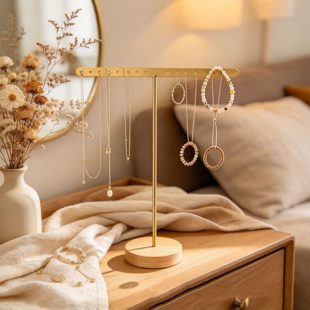 Round Base Jewelry Display Stand Iron Frame Earrings Holder Bracelet Organizer Dresser Organizer