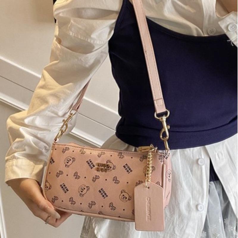 New original cartoon bear leather zipper convenient shoulder bag travel three-dimensional handbag