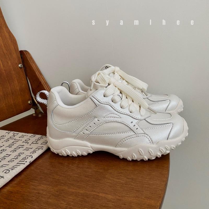 Leather women's new mesh breathable color matching casual shoes fashionable non-slip lightweight lace-up