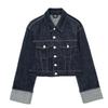 Women Fashion with Pockets Denim Blue Single Breasted Jackets Vintage Lapel Neck Long Sleeves Female Chic Lady Outfits
