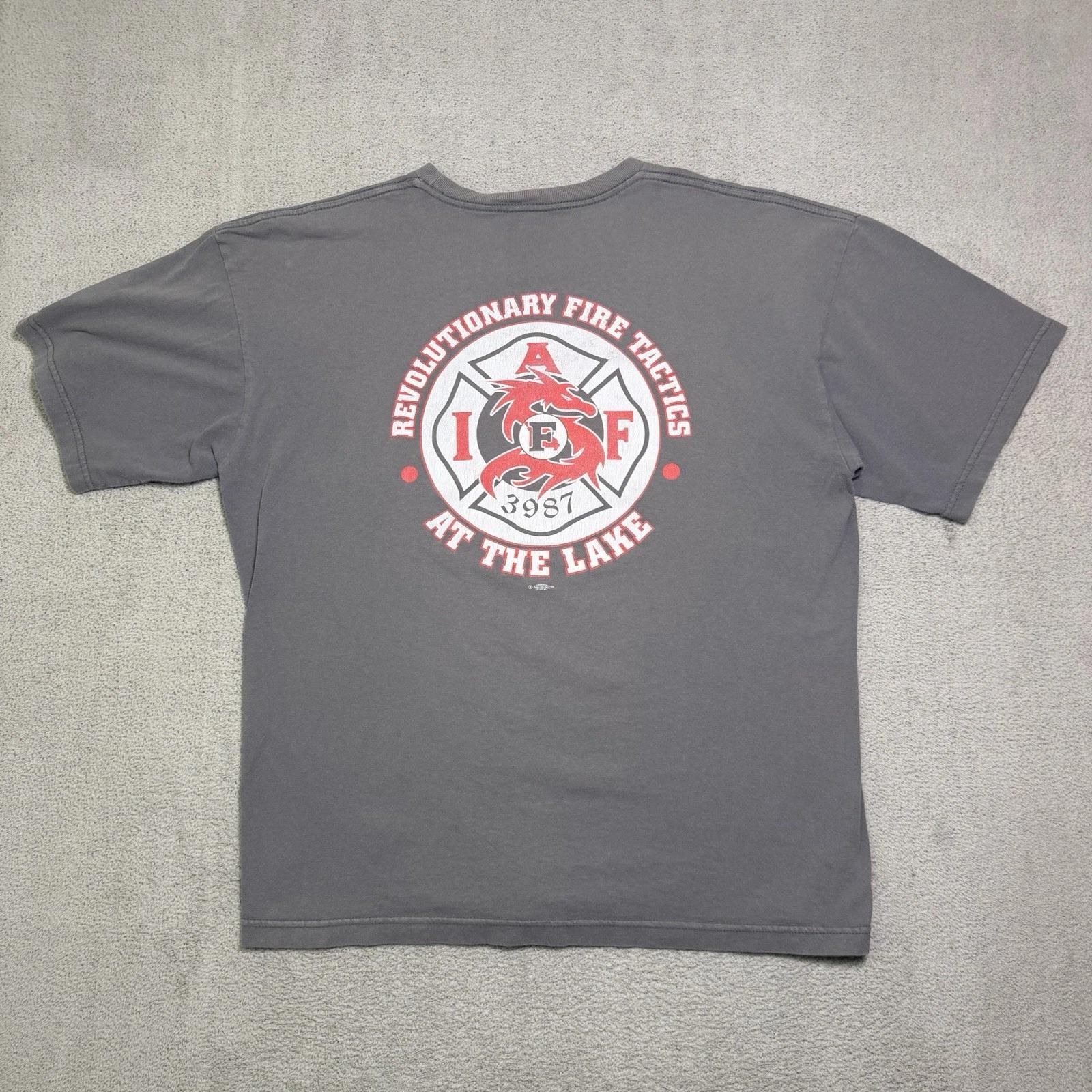 

Vintage Bayside IAFF Firefighter T Shirt Men’s XL USA Made Dragon Lake Of Ozarks M