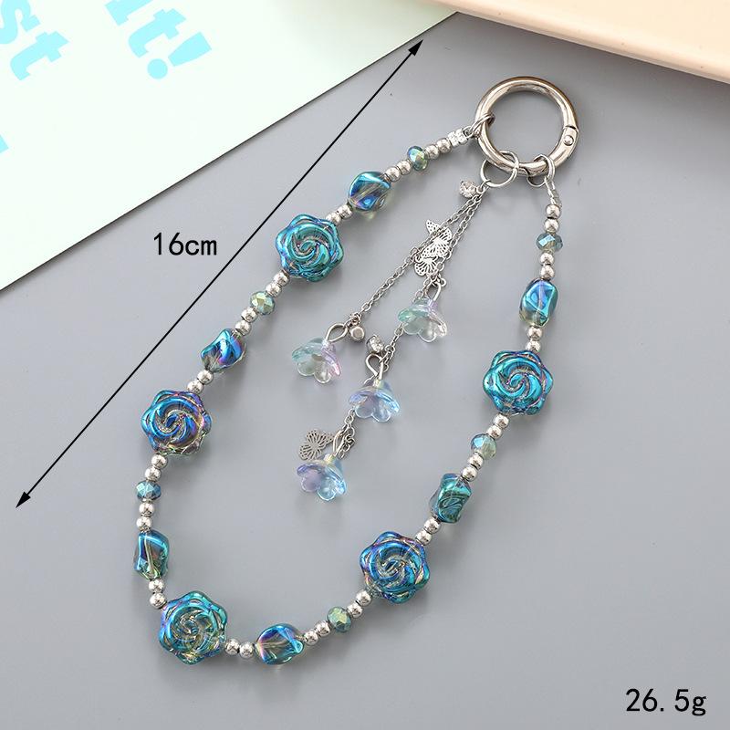 New Gradient Trumpet Flower Pendant Short Phone Chain Women's Bag Charm Keychain Pendant