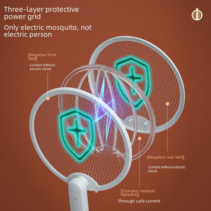 Skládací elektrická plácačka proti komárům Earth: Dobíjecí USB lampa proti komárům dva v jednom pro domácnost.
