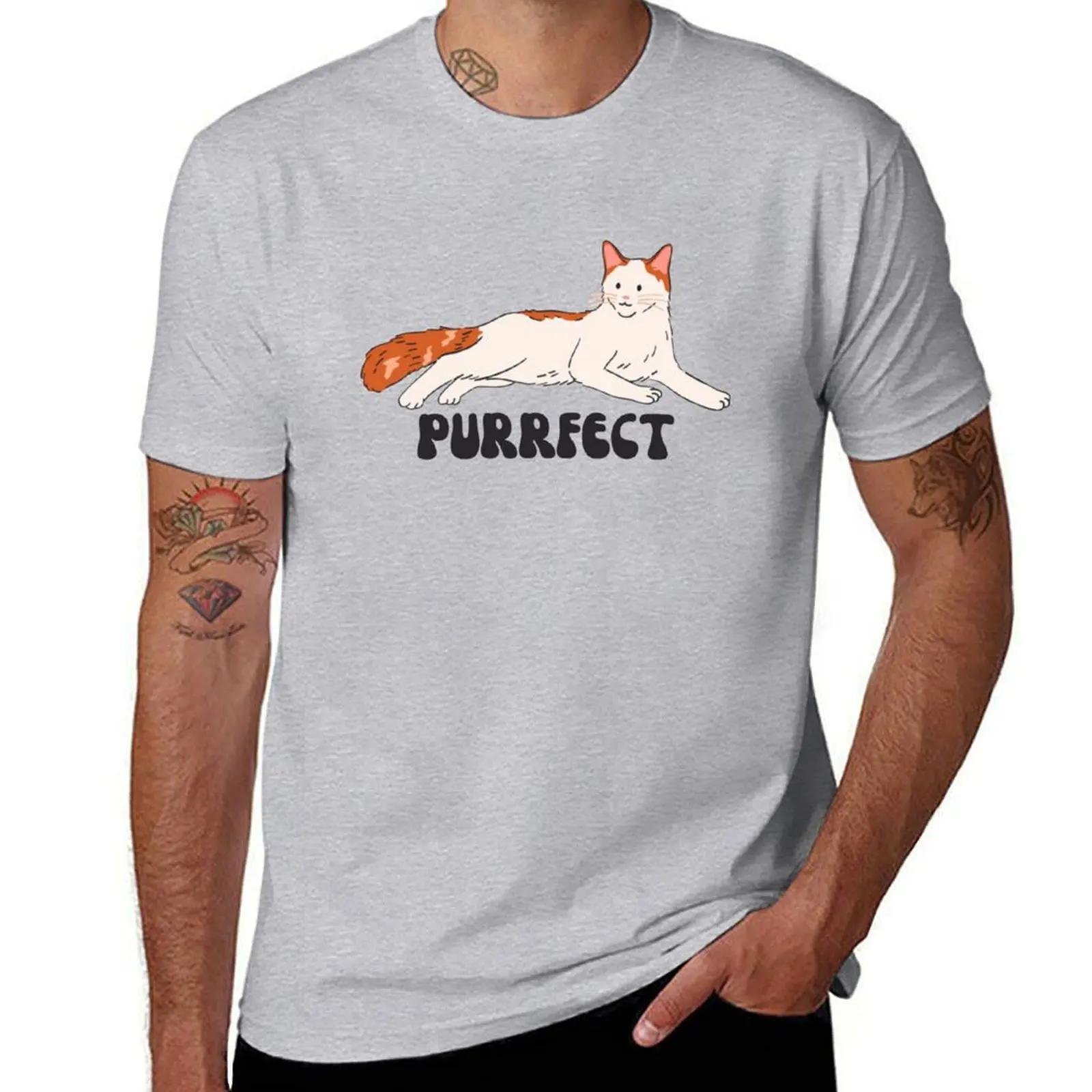 Purrfect cute cat TShirt Aesthetic clothing summer top blanks animal prinfor boys oversized t shirt men S