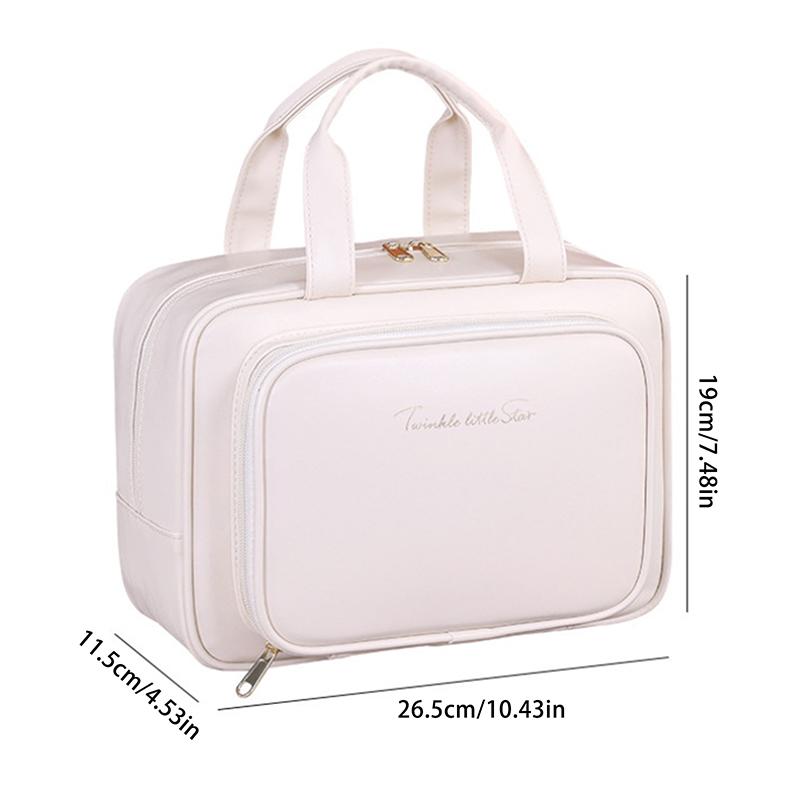 1 Stück Pu-Leder Doppelschicht-Make-up-Tasche Große Kapazität Kosmetiktasche Luxus-Kosmetik-Organizer Damen Reiseutensilien