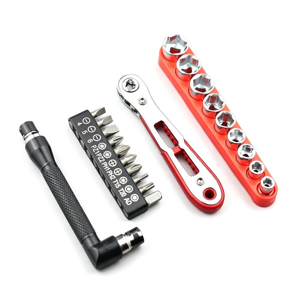 Ultra Thin Flat Head Bidirectional Ratchet Screwdriver Set with Elbow Right Angle Socket Tool for Narrow Manual Use