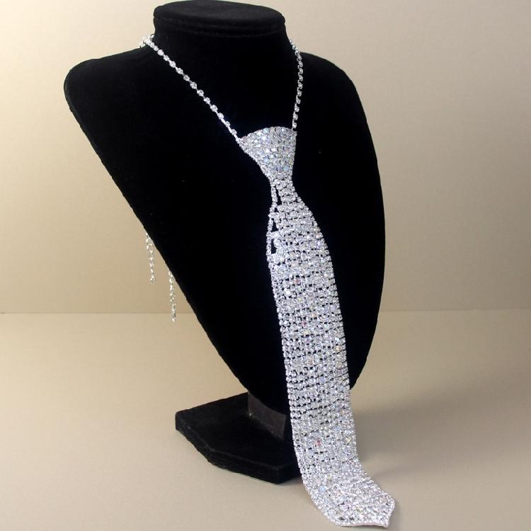 Modern Rhinestones Encrusted Necktie With Metallic Copper Detail Flexible Tie Lightweight Business Dinner Accessory