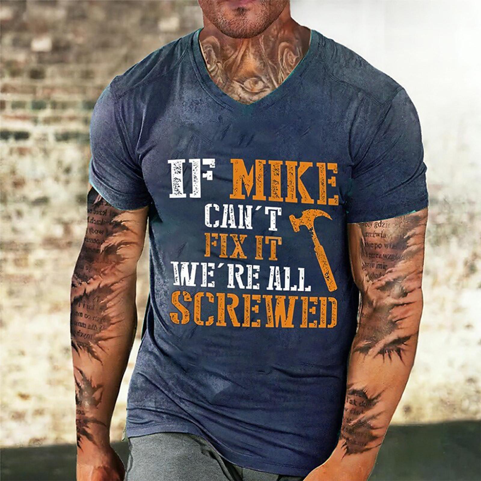 

Мужская футболка с графическим текстом и 3D-печатью. Уличная повседневная одежда с короткими рукавами и принтом. Базовая одежда. L синий