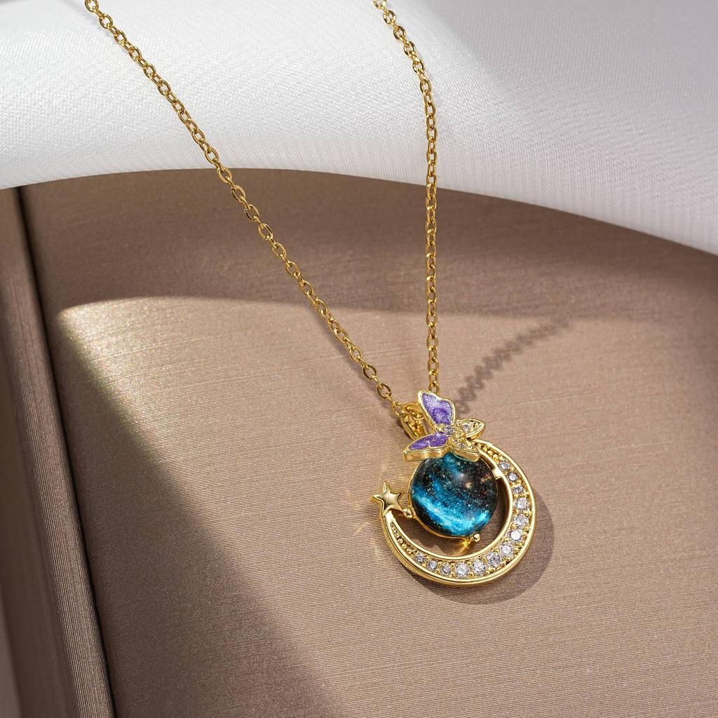 Titanium Steel Star Necklace for Women Planet Moon Astronaut Pendant Necklaces Jewelry Gifts