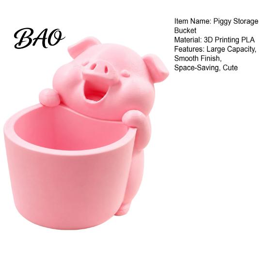 Desktop Clutter Organizer 3D Printed Cute Piggy Storage Pot, Cartoon Pig Shaped Pen Holder, Makeup Tool Holder Brush Organizer, Multifunctional