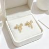 Elegant Korean Cubic Zirconia Bow Pearl Earrings - Niche, High-End, Light Luxury Jewelry for Daily Elegance