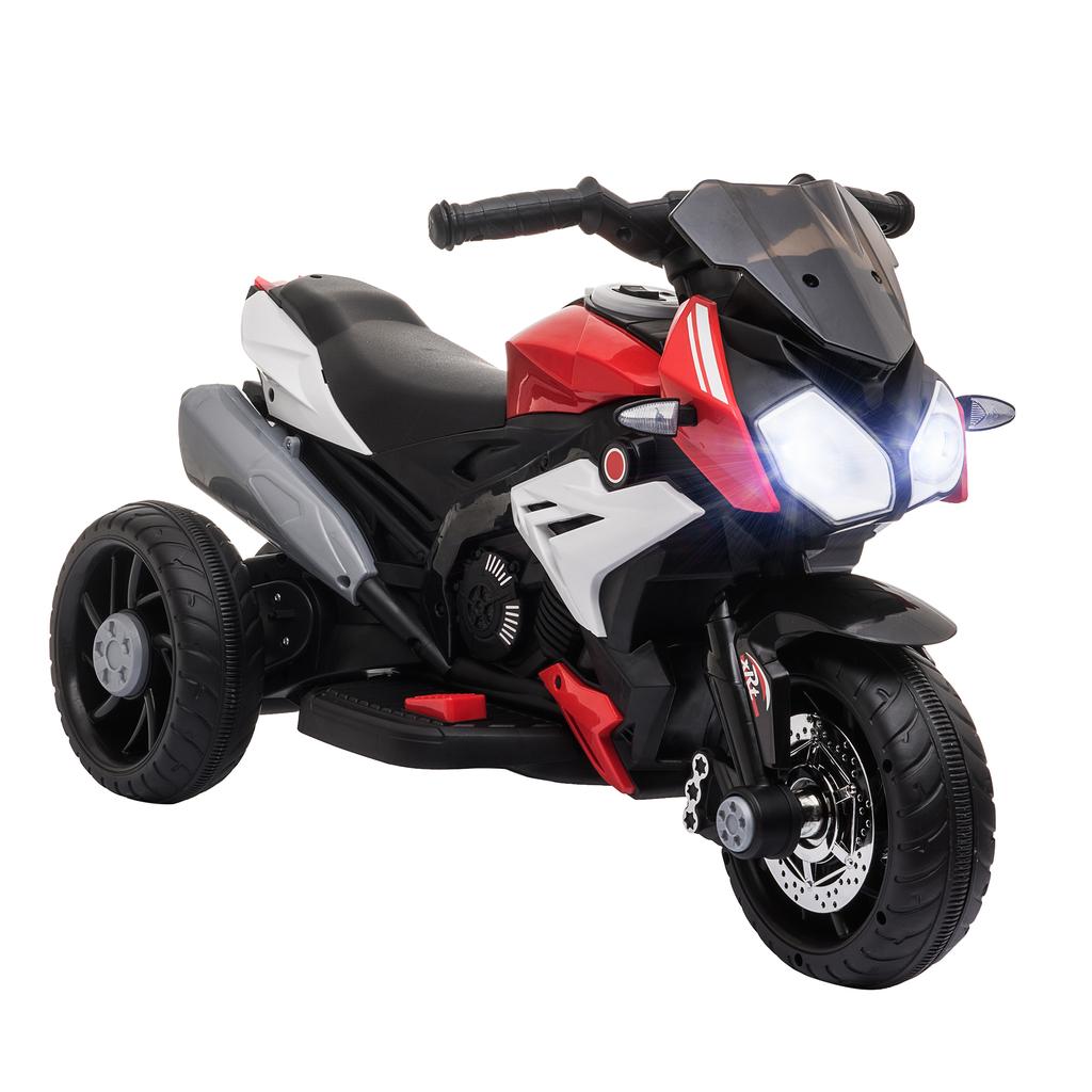 Electric Kids' Motorcycle, Lights & Sounds, 3 km/h, Rechargeable, Plastic & Metal, Black/Red