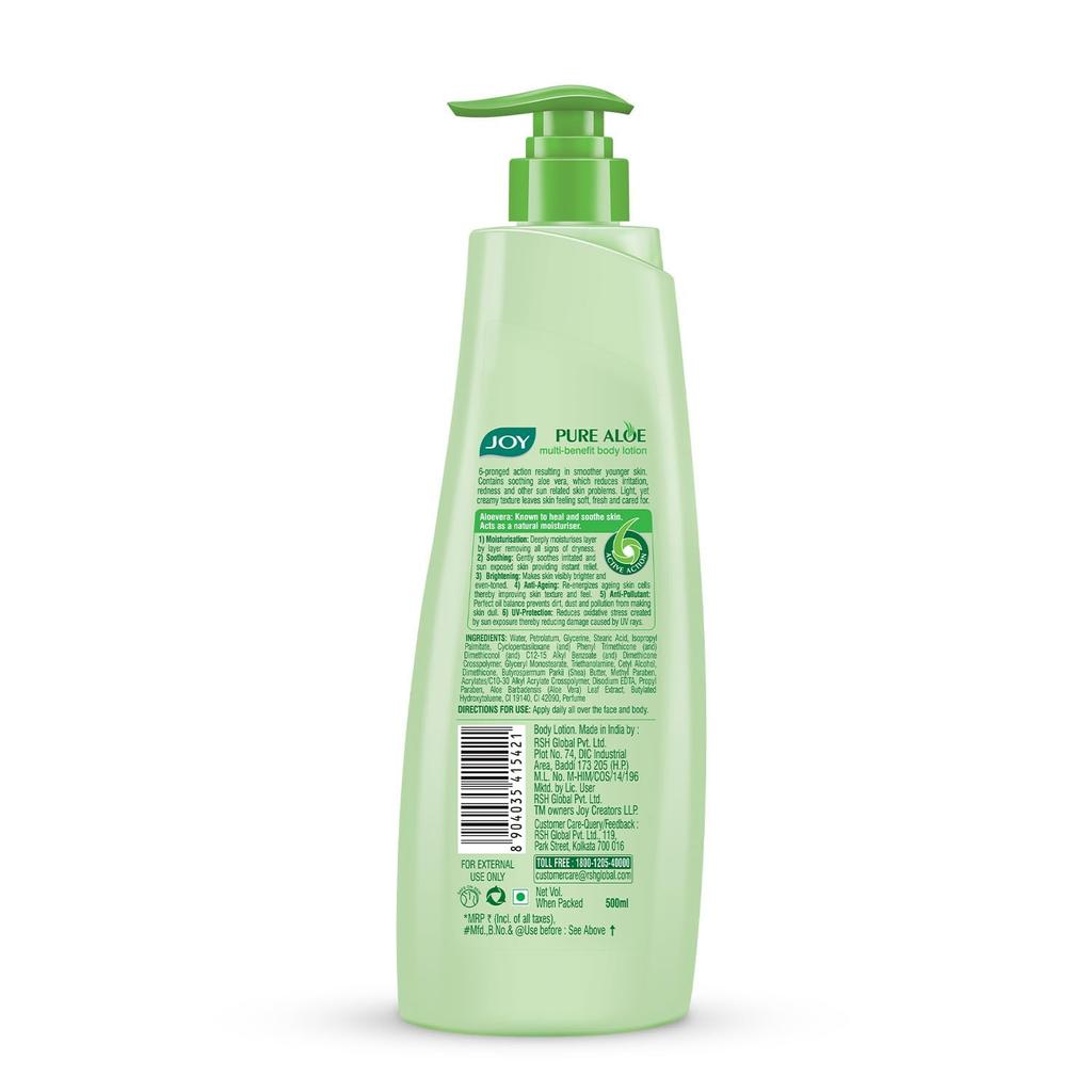 Joy Pure Aloe Light Moisturizing Body Lotion 500ml For Men & Women 48Hr Hydration Non-Greasy Summer Skincare