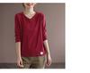 Women's Korean V-Neck Long Sleeve T-Shirt, Loose Fit, Slimming, Plus Size, Casual Versatile Top for Spring and Autumn