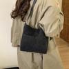 Suede Shoulder Bag with Front Pocket Large Capacity Fashion Everyday Bag
