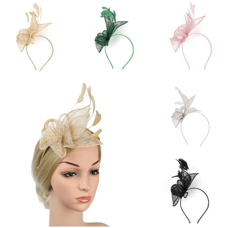 Fascinator Feather Women Party Mesh Headband Halloween Props Hair Accessories