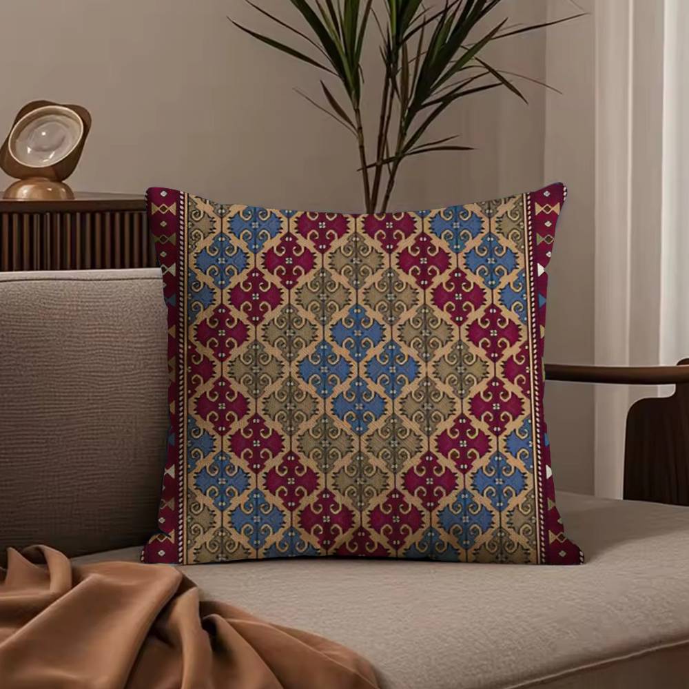 Turkish Kilim Navaho Vintage Pillow Case Anti-dustmite Pillowcase Invisible Zipper Silky Short Plush Sofa Cushion Cover