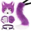 Halloween Fox Mask & Gloves with Plush Tail and Collar Set for Cosplay