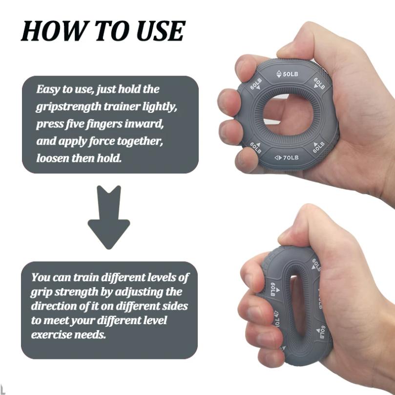 Silicone Adjustable 20-90Lb Hand Grip Arm Strength Exercise Ring Gym Finger Forearm Trainer Carpal Expander