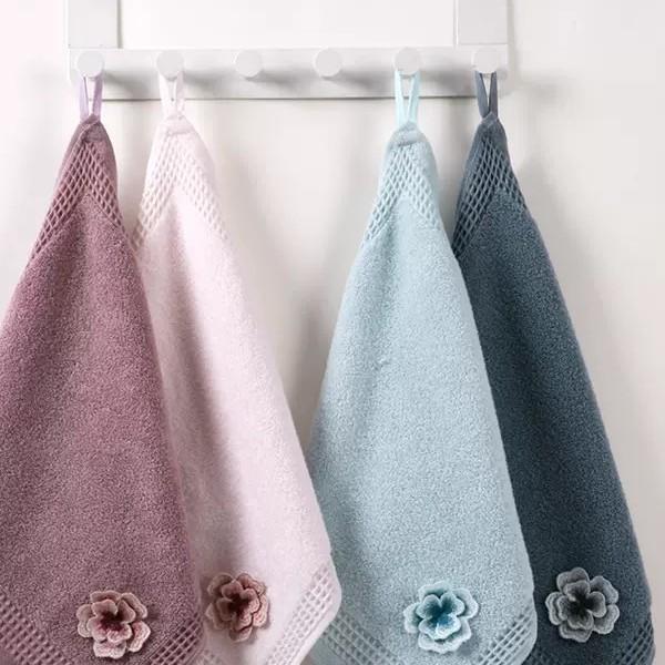 Gold Pure Cotton Cloud Embroidered Soft Waffle Towel with Lanyard - Perfect for Face Wash and Bath