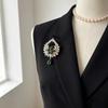 Court-style Emerald Garland Brooch, Luxurious Waterdrop Heart-shaped Pendant Pin
