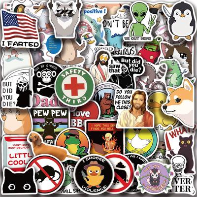 50 Stück Lustige Aufkleber für Erwachsene Bemaltes Graffiti Text Tierlogo Tasse Laptop Handy Gepäck Dekoration Wasserdichte Aufkleber