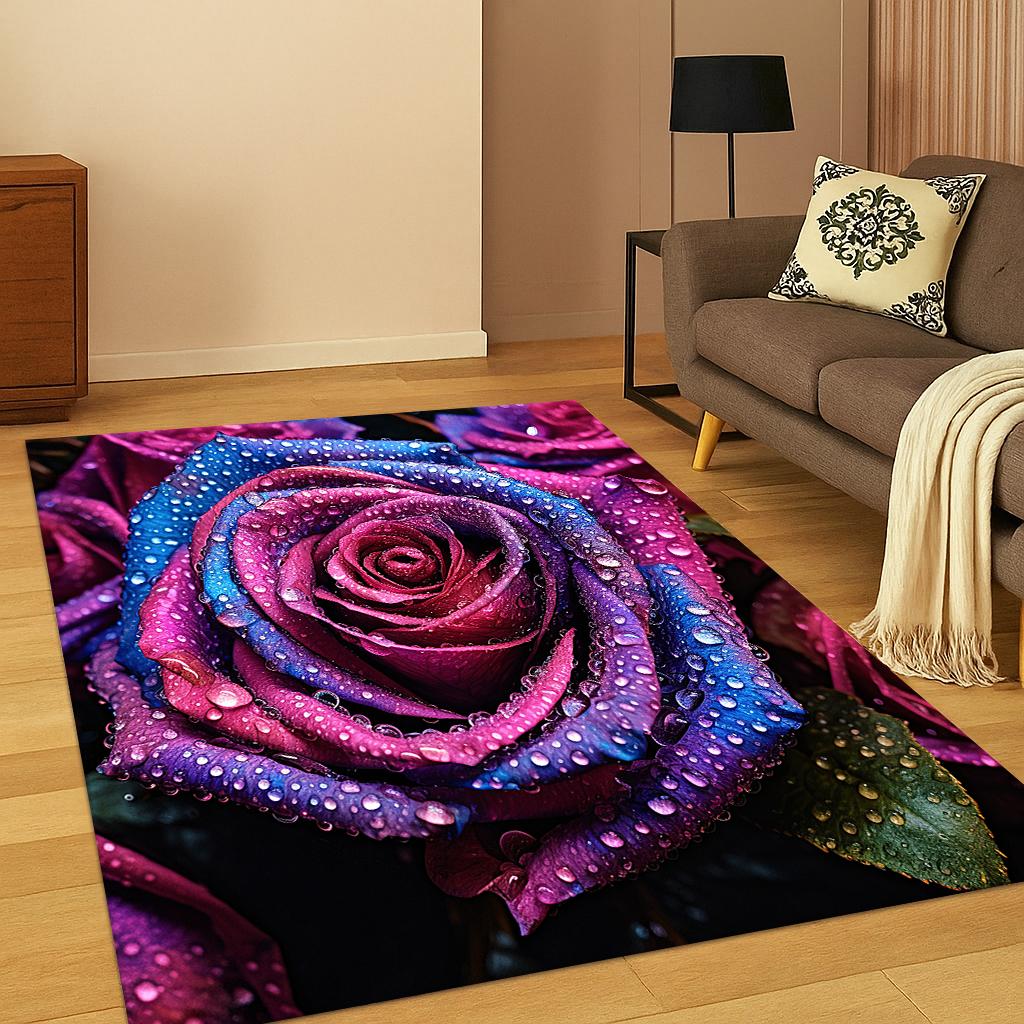 

Tappetino per tappeto con fiori freschi con rose 3D per la casa, camera da letto, soggiorno, divano, zerbino, decorazione da cucina 40x60cm