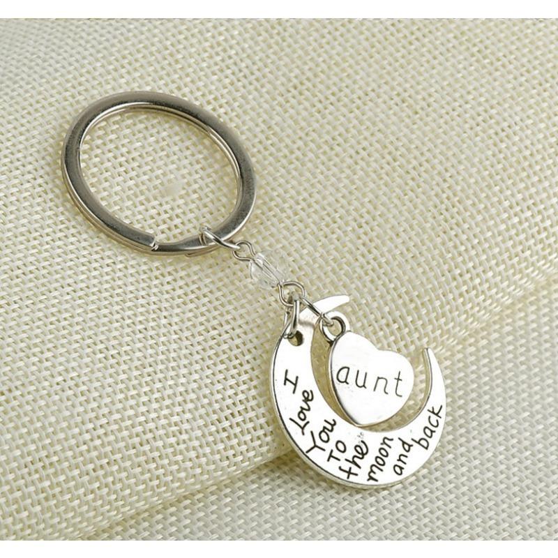 1pcs Grandpa/Son I Love you to the moon and back Key Ring Keyring Xmas Gift Silver