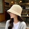 Fine straw bucket hat women's summer sunscreen plain bucket hat vacation straw hat foldable fashion sun hat