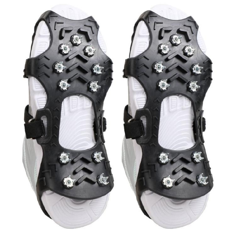 2lots Secure Foot Tractions Crampons Ice Grippers Shoe Spikes Winter Ice Claws for Hiking Walking Climbing Fishing
