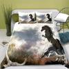 3D Horse Duvet Cover Full,Horse Black and White Bedding Set for Boys Girls Teens Equine Animals Run In Snow Comforter Cover Set