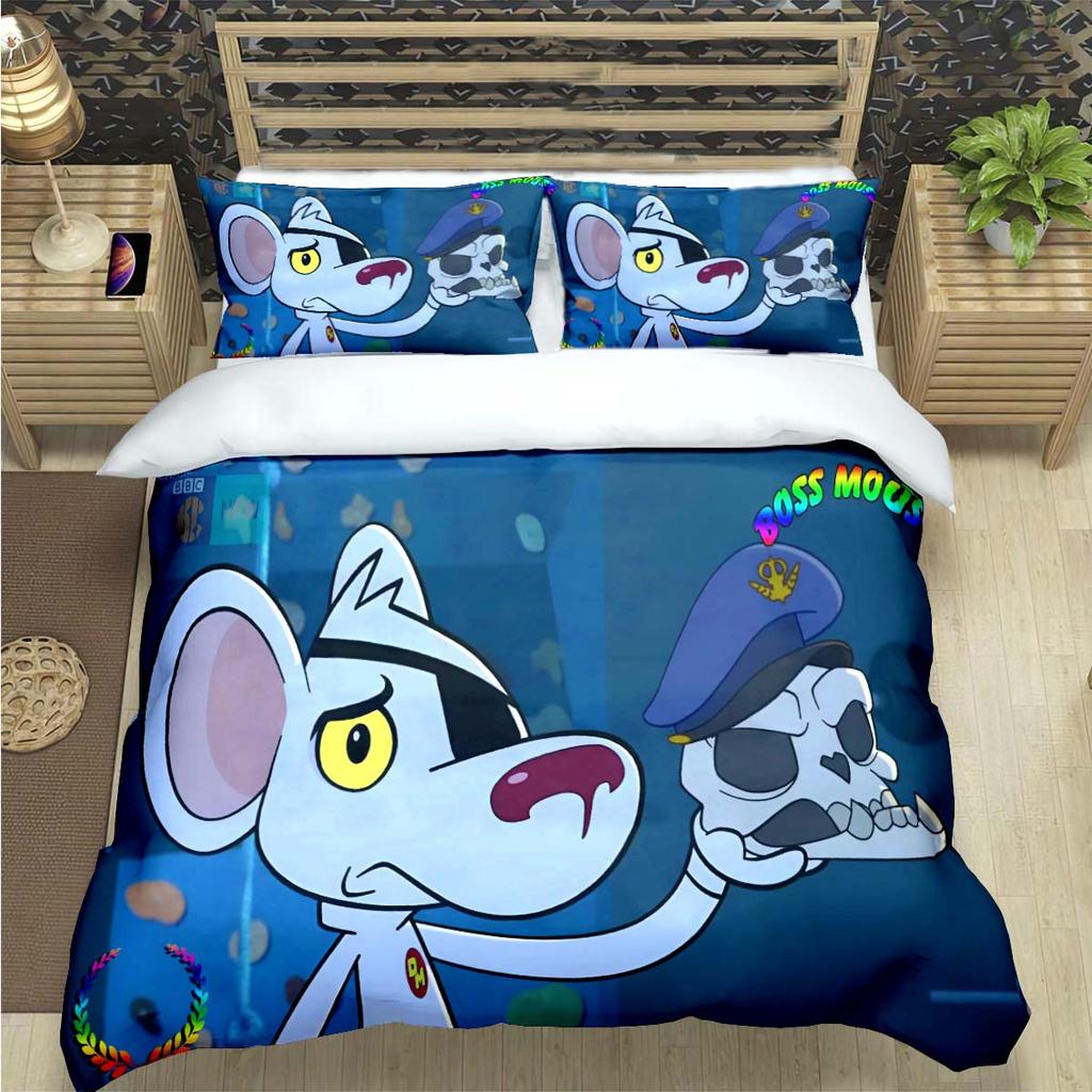 Popular Cartoon D-Danger Mouse Print Bedding Sets Bed Supplie Set  Comforter Set  Teens Girls Twin Single Kid Gift