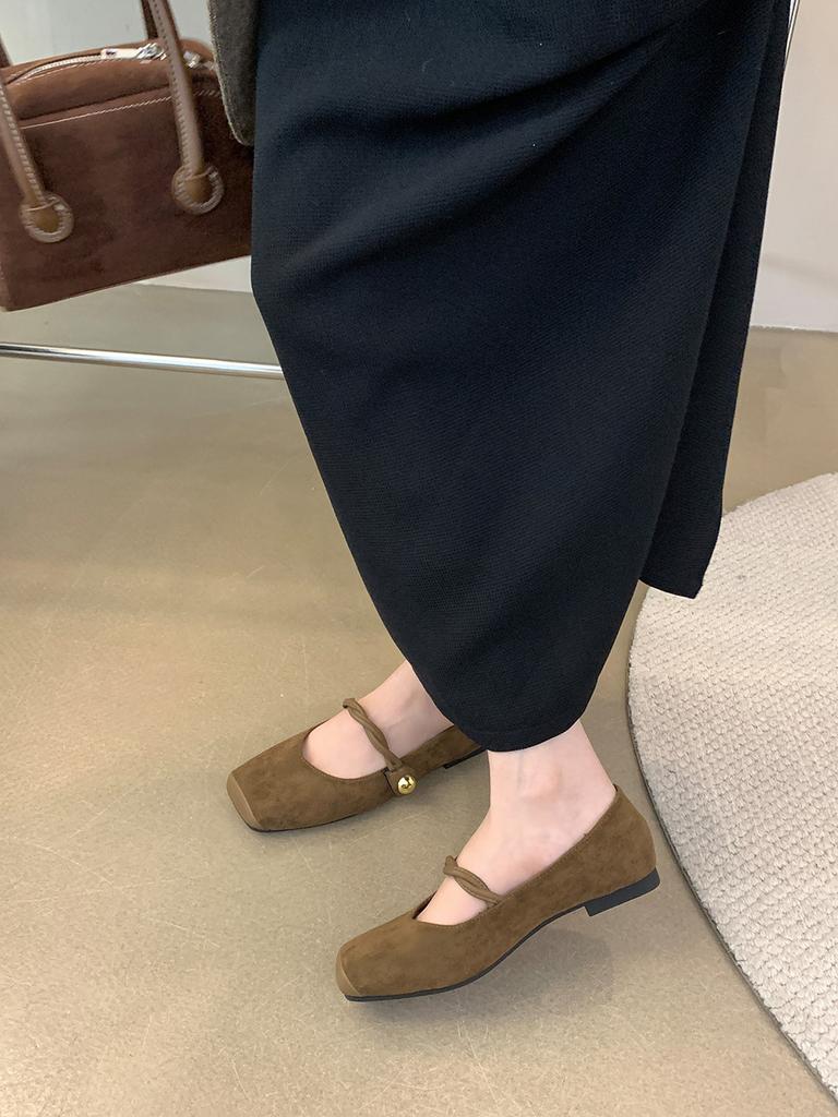 Fashion Square Toe Women Flats Loafers 2024 New Arrivals Dance Shoes Black Brown Green Belt Buckle Casual Mules Shoes Woman Size 35-39