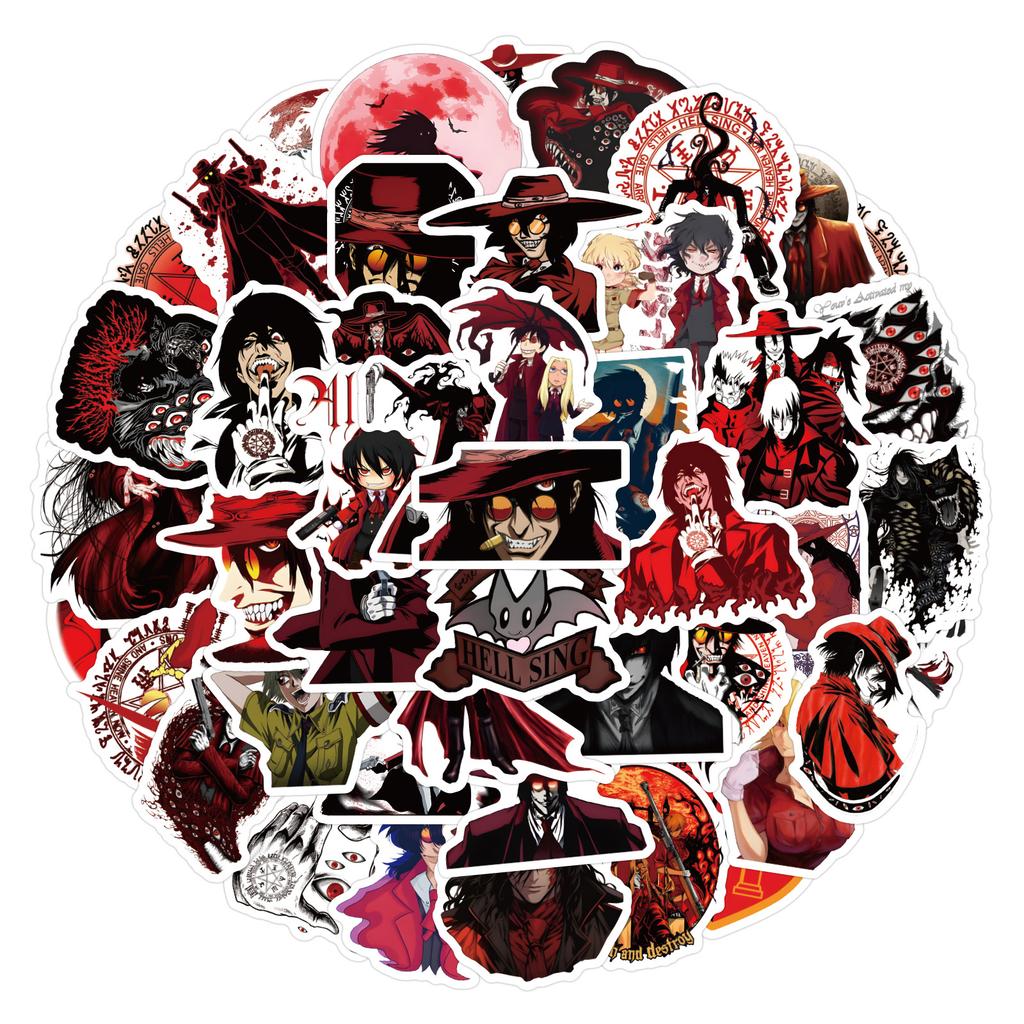 60 New Hellsing Anime Doodle Stickers Decorate Notebook Suitcase Cartoon Stickers